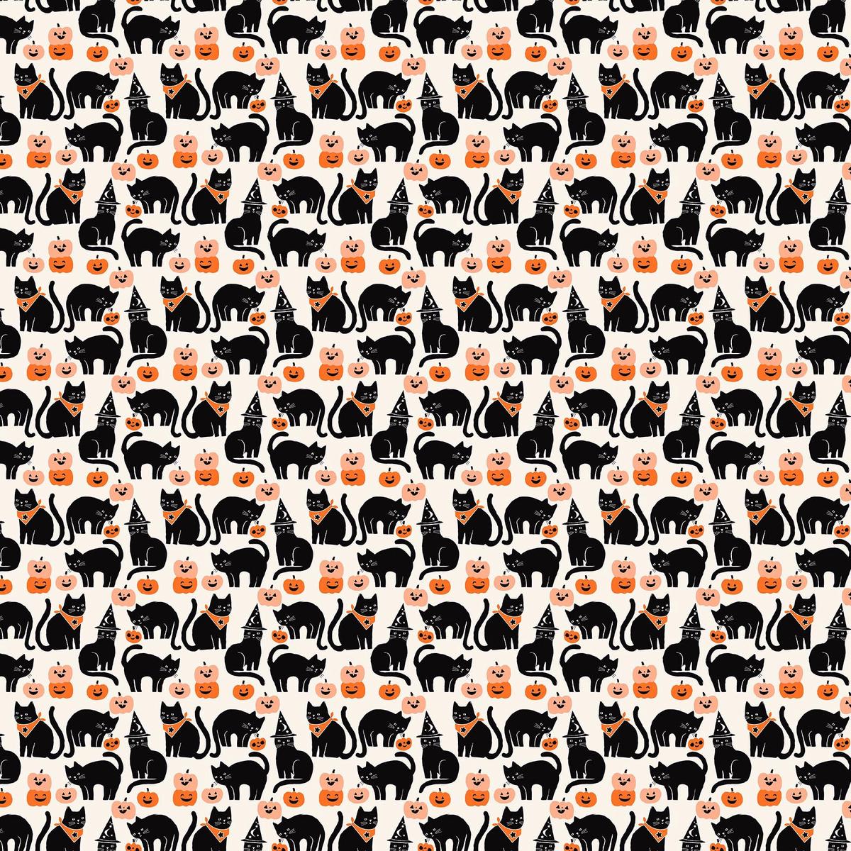 Sweet Treats Quilt Fabric - Cats in Black - GLOW IN THE DARK - 91256G-99