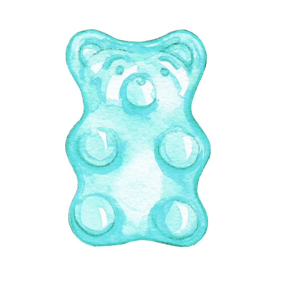 Yummy Gummy Bear Fabric Panel - Blue