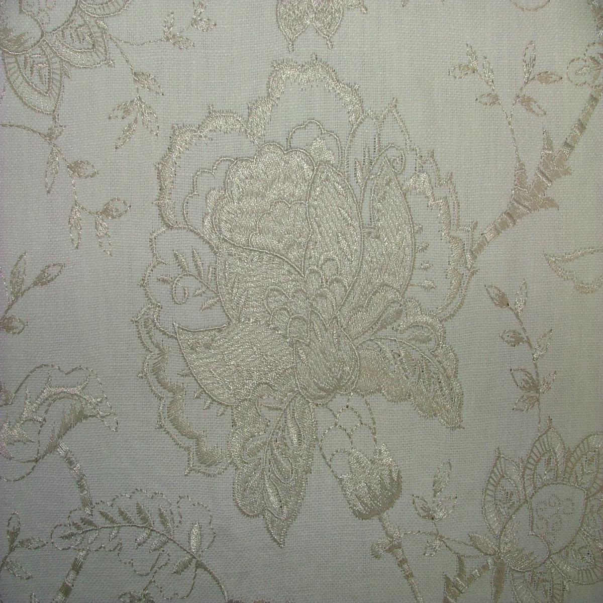 Sandringham Embroidered Curtain Fabric Natural Upholstery Cushion 23 Metres