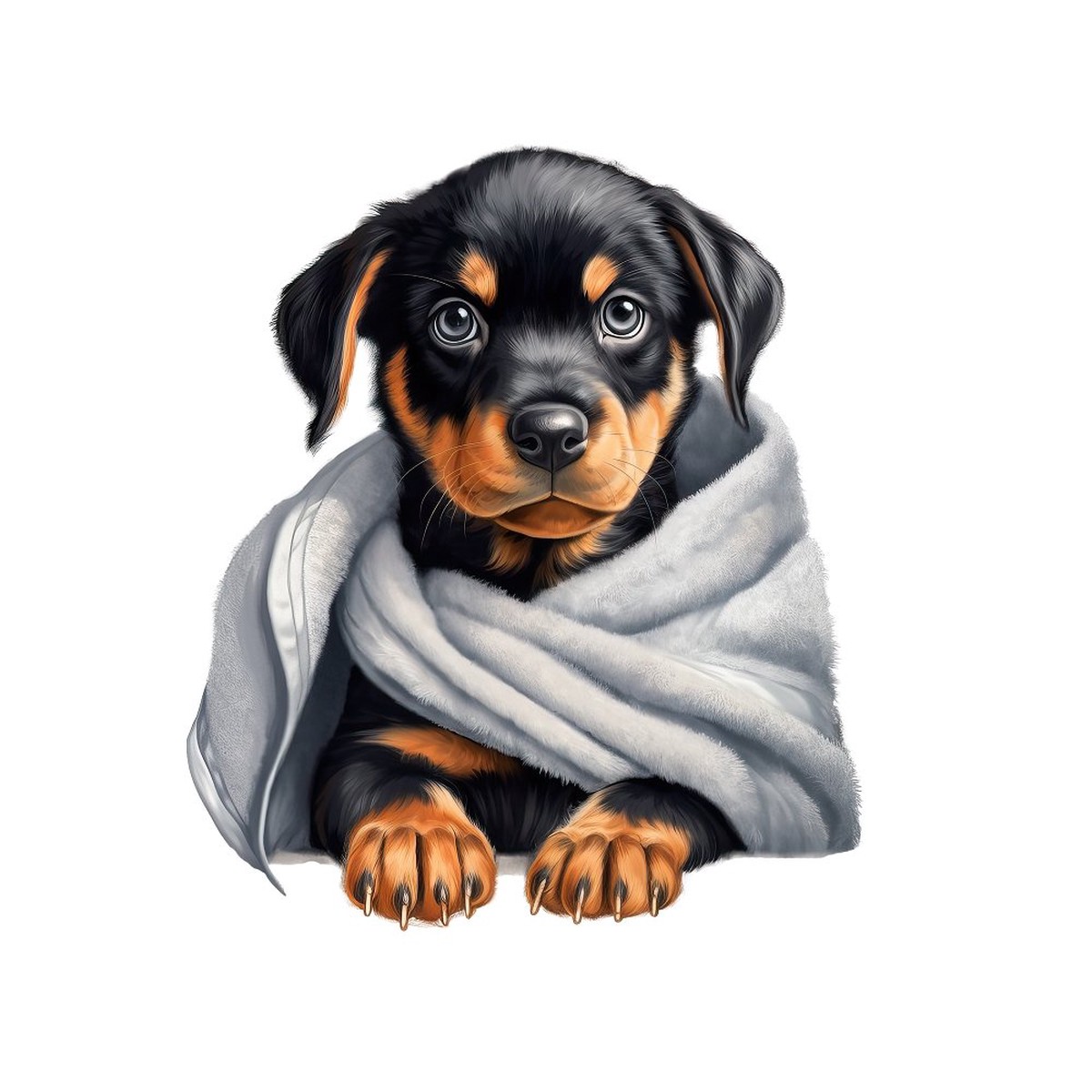 Puppies Towels 4 Fabric Panel