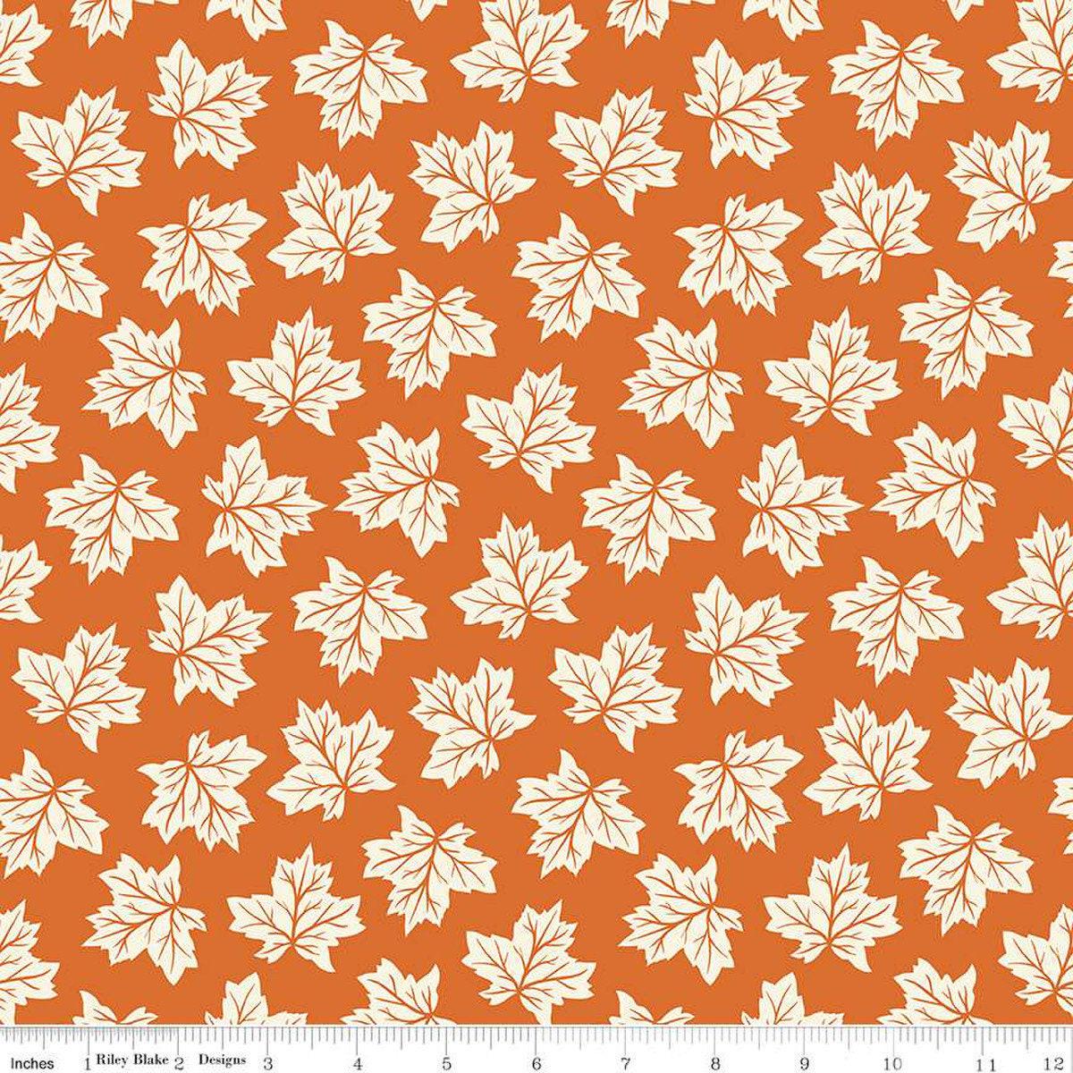 SALE Shades of Autumn Leaves C13472 Orange - Riley Blake Designs - Thanksgiving Fall Cream Leaves - Quilting Cotton Fabric