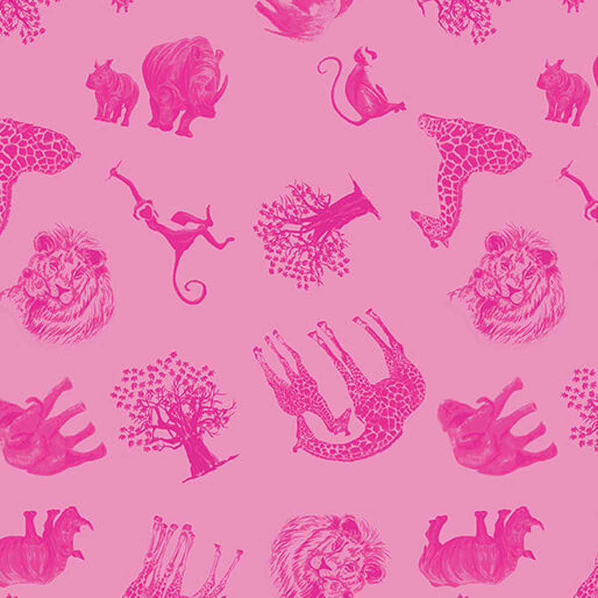 Starlight Safari - Safari Adventure - Pink 44" / 45" Fabric Per Yard