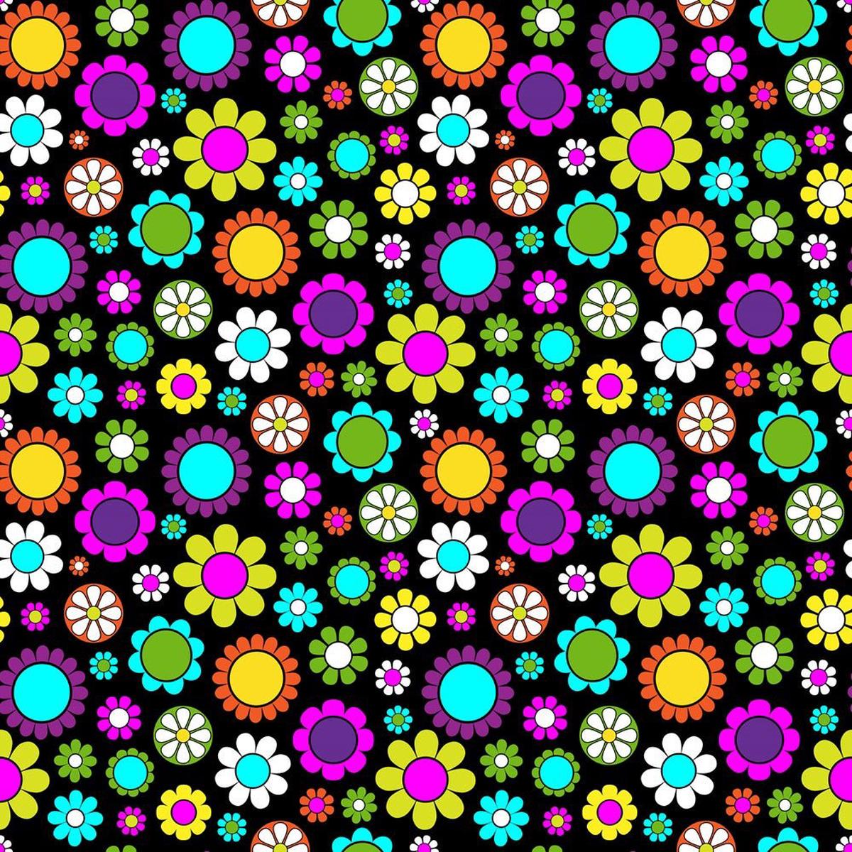 Vivid Flowers Pattern 1 Fabric