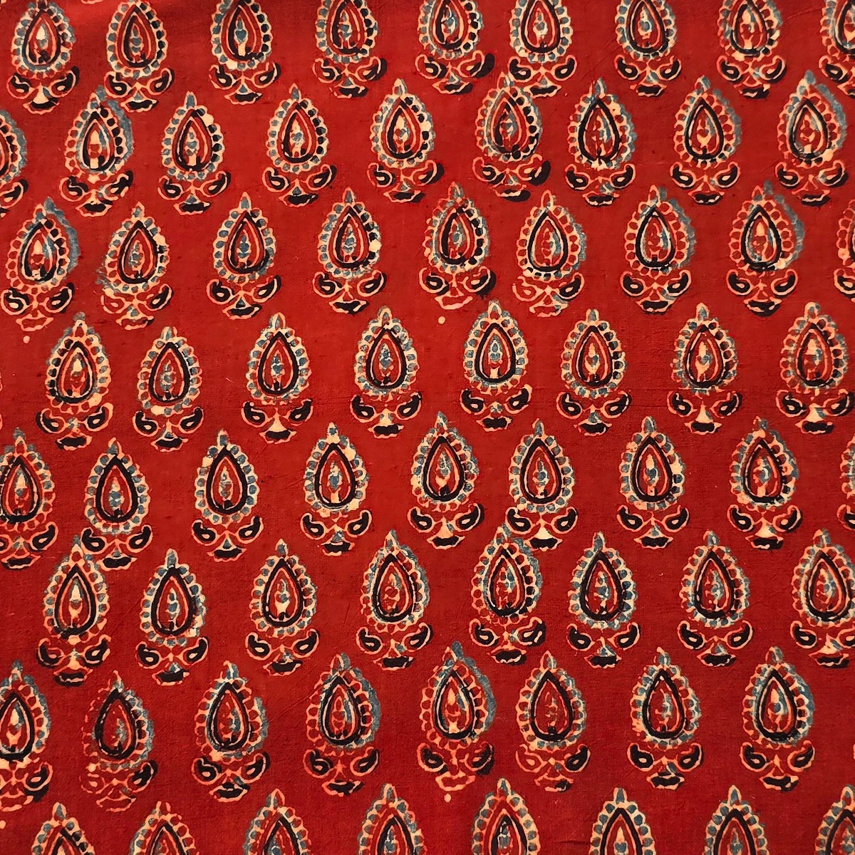 Pure Cotton Ajrak Rust Red With Intricate Design Motif Hand Block Print Fabric