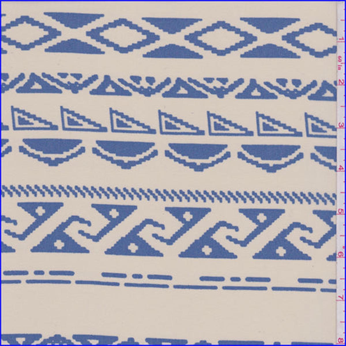 1 1/4 YD PC-Beige/Royal Southwest Stripe Hi-Multi Chiffon Fabric