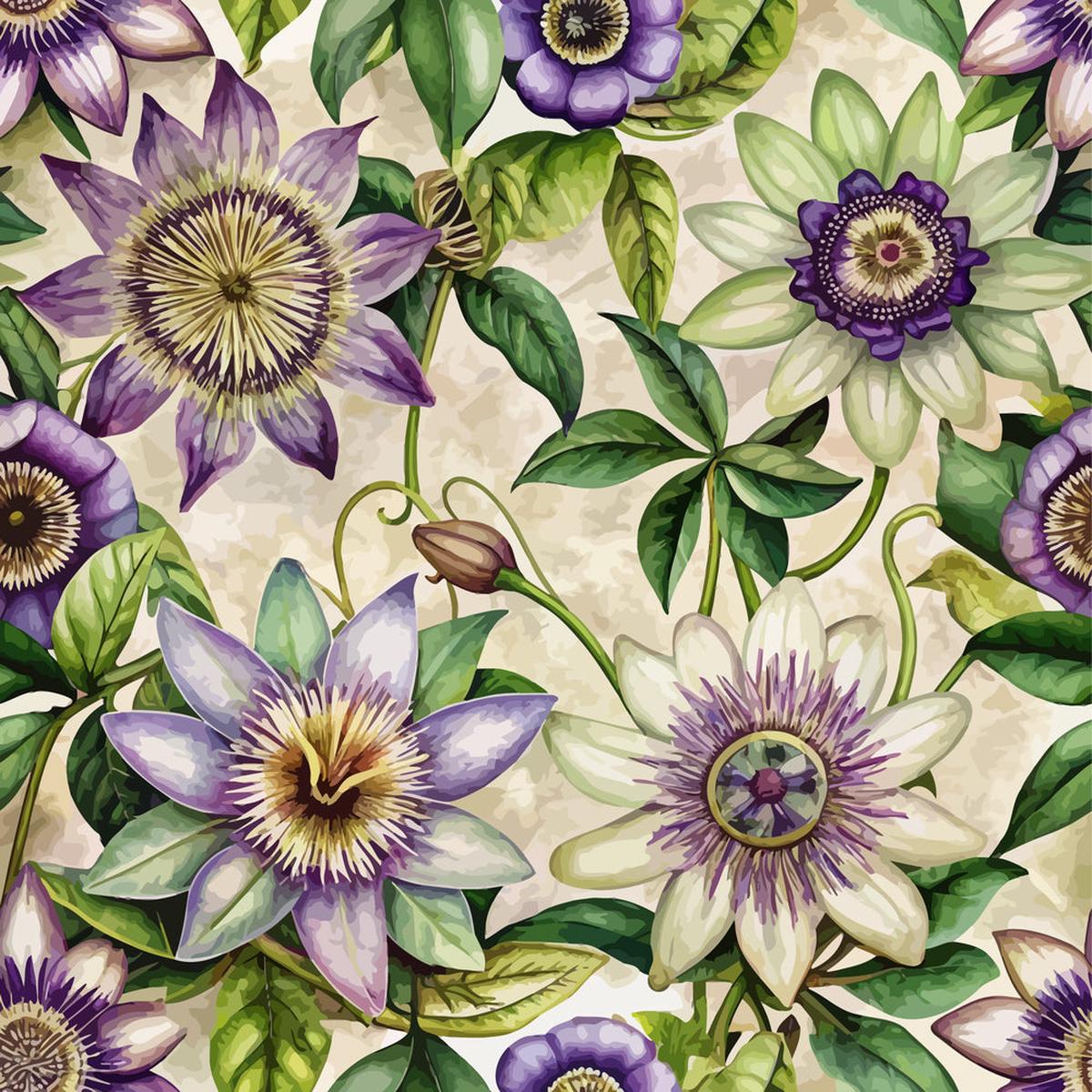 Art Nouveau Passionflowers Pattern 2 Quilting Cotton Fabric