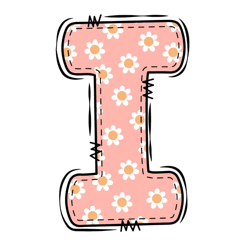 Groovy Doodle Flowers ''I'' Fabric Panel