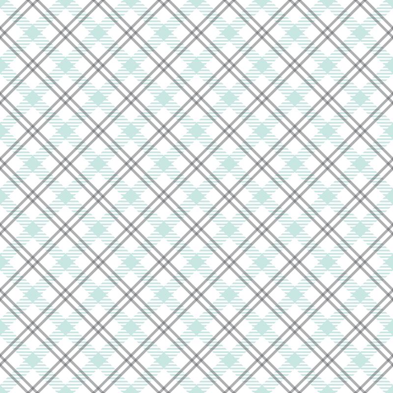 Mint Grey and White Plaid Pattern 10 Quilting Cotton Fabric