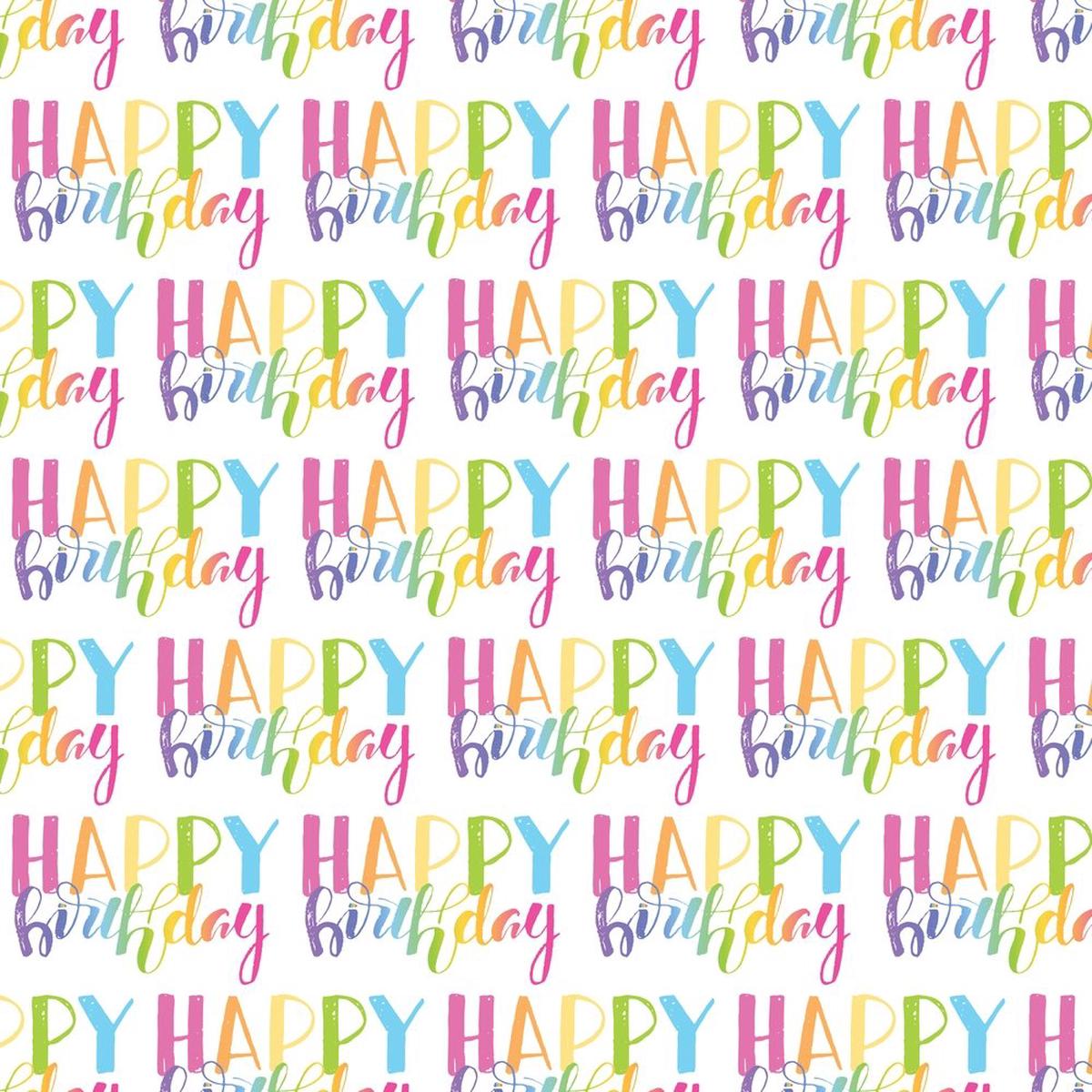 Multi-Colored Happy Birthday Fabric - Multi