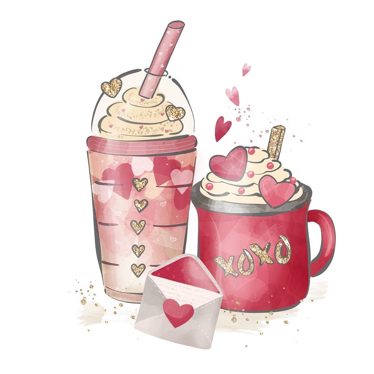 Valentines Coffee 3 Fabric Panel