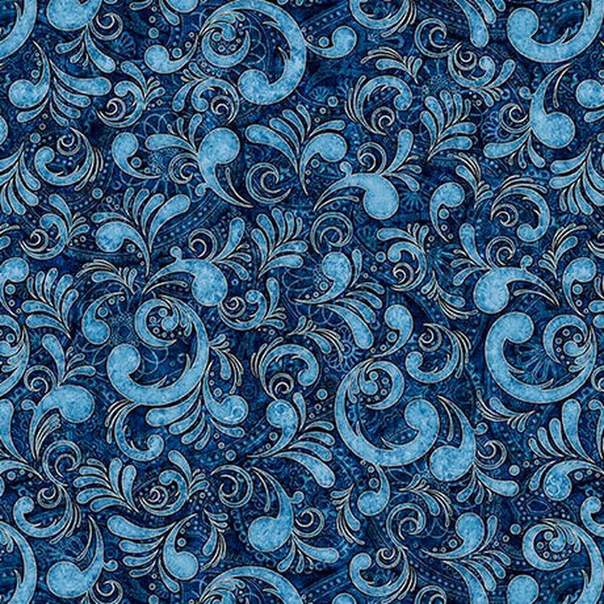 American Country Scrolls Blue 44"/45" Cotton Fabric Per Yard