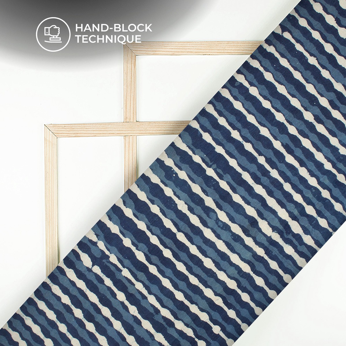Indigo Handblock Pure Cotton Fabric