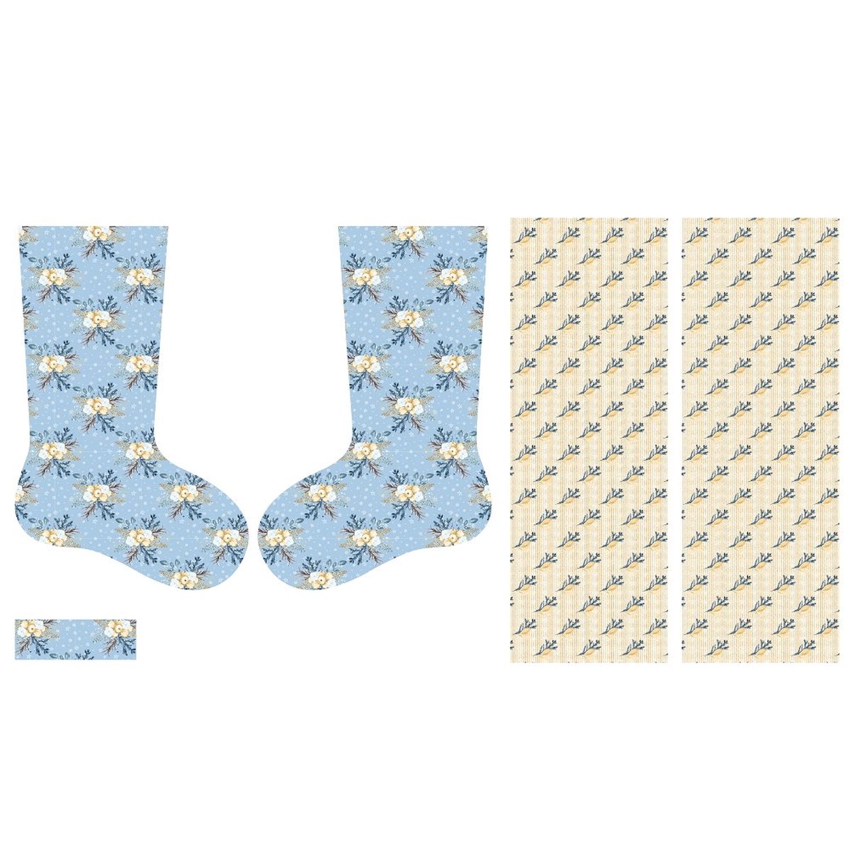 Crisp Winter Berry Stocking Fabric Panel