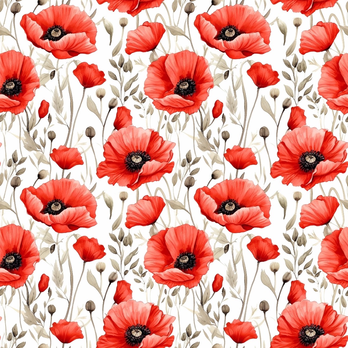 Fields of Poppies Pattern 11 Quilting Cotton Fabric