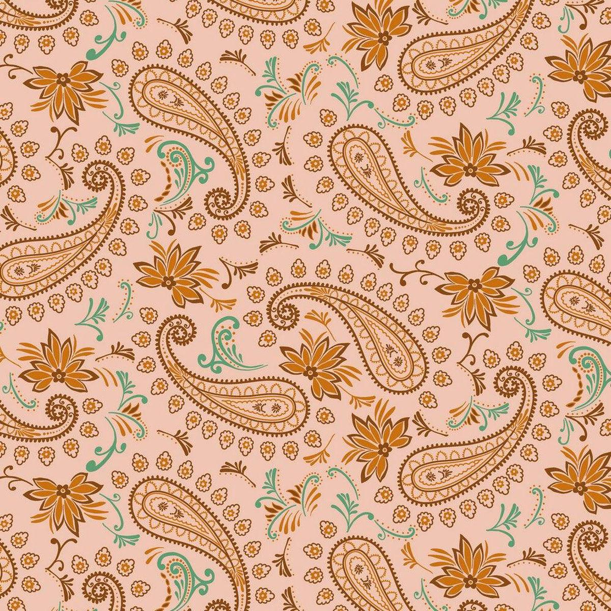Paisley and Floral on Pink Sweatshirt Fabric