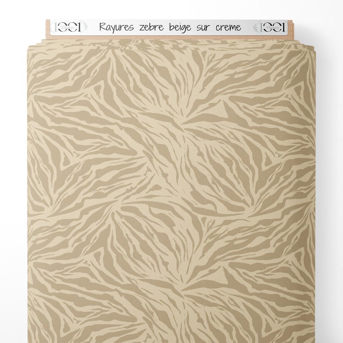 Tissu - Rayures zbre beige sur crme