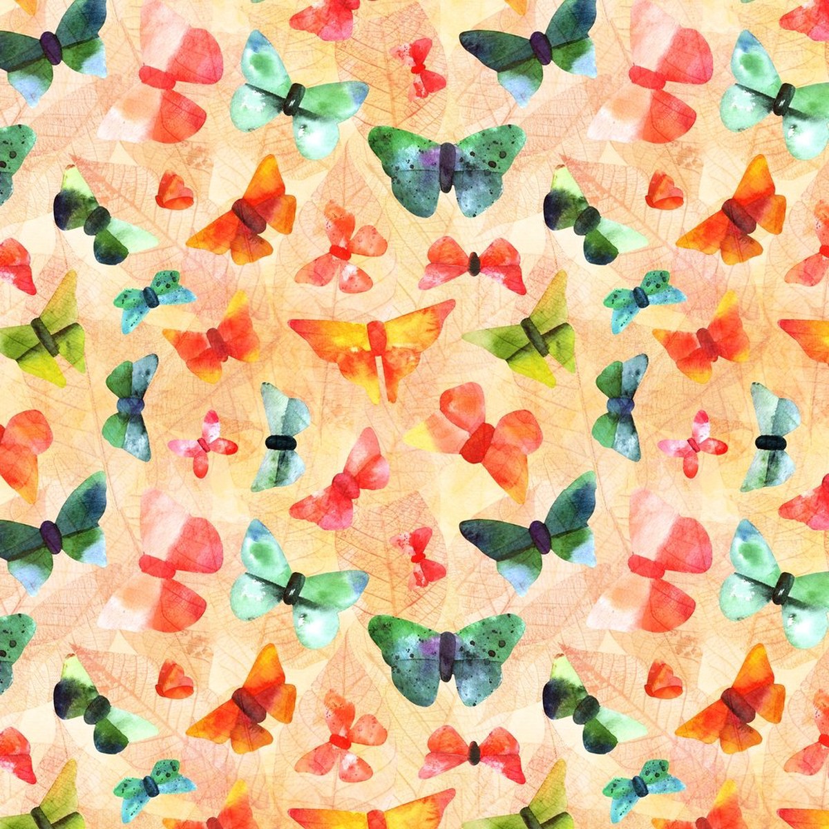 Blender Butterfly Leaves Fabric - Peach
