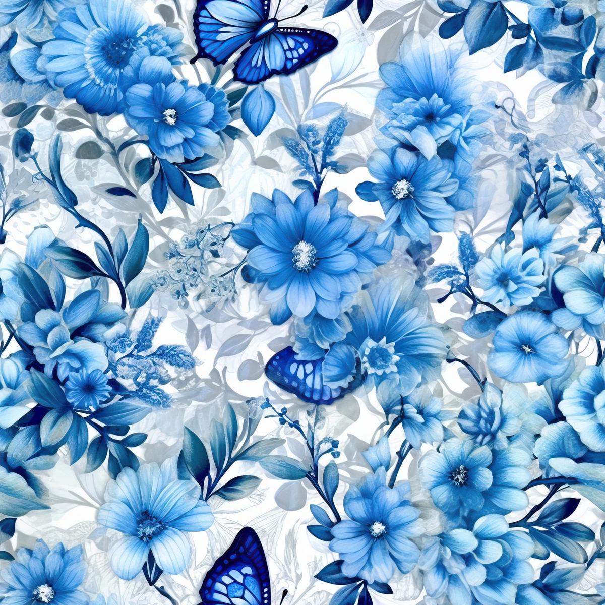 Butterfly Ballet in Blue Pattern 1 Quilting Cotton Fabric