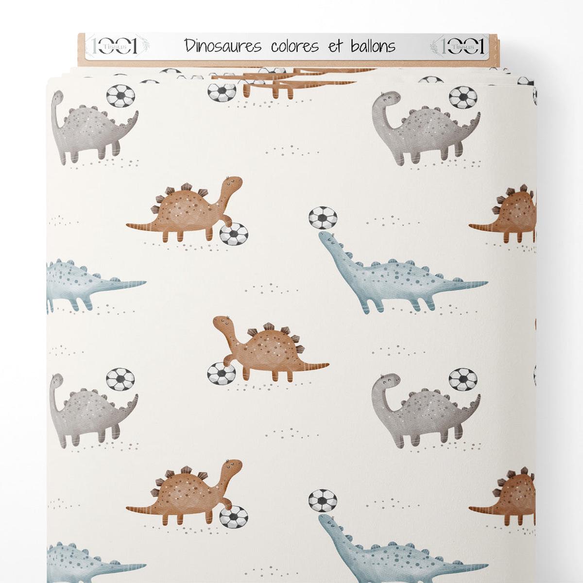 Tissu - Dinosaures colors et ballons