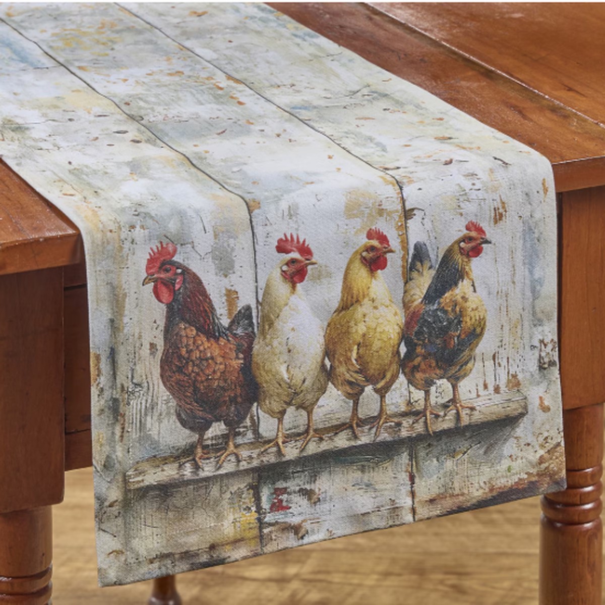 Four Chickens In A Row Table Runner 54" L