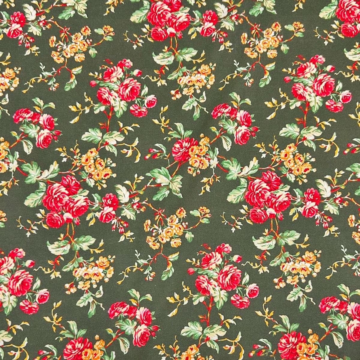 Pink and Yellow Flower Bunches Polyester Fabric