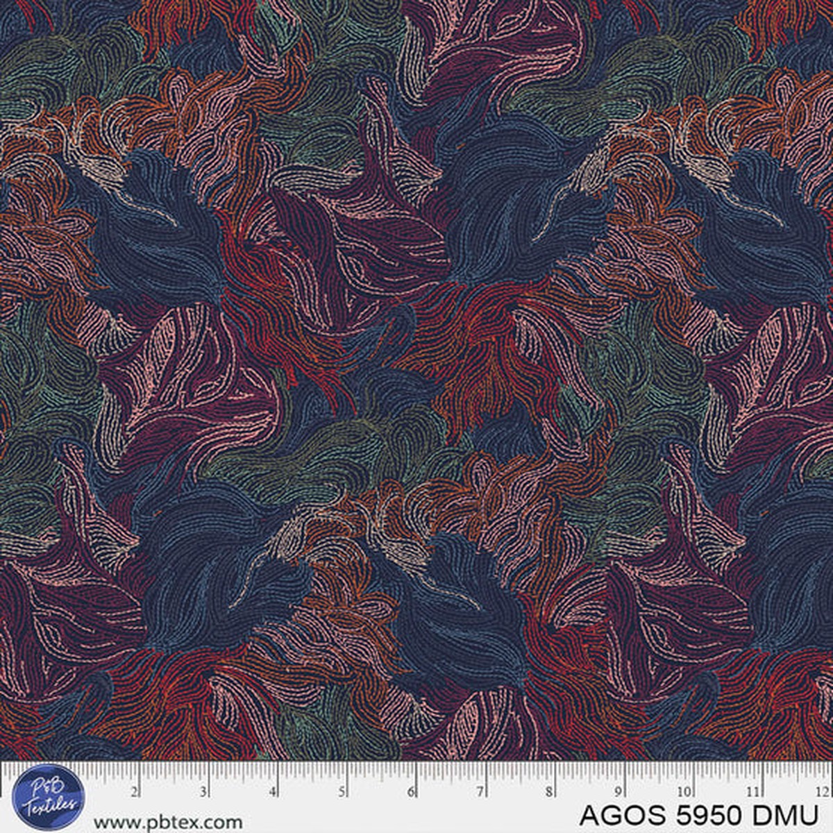 A Garden Of Stitches Dark Multi Color Florals 44"/45" Fabric Per Yard