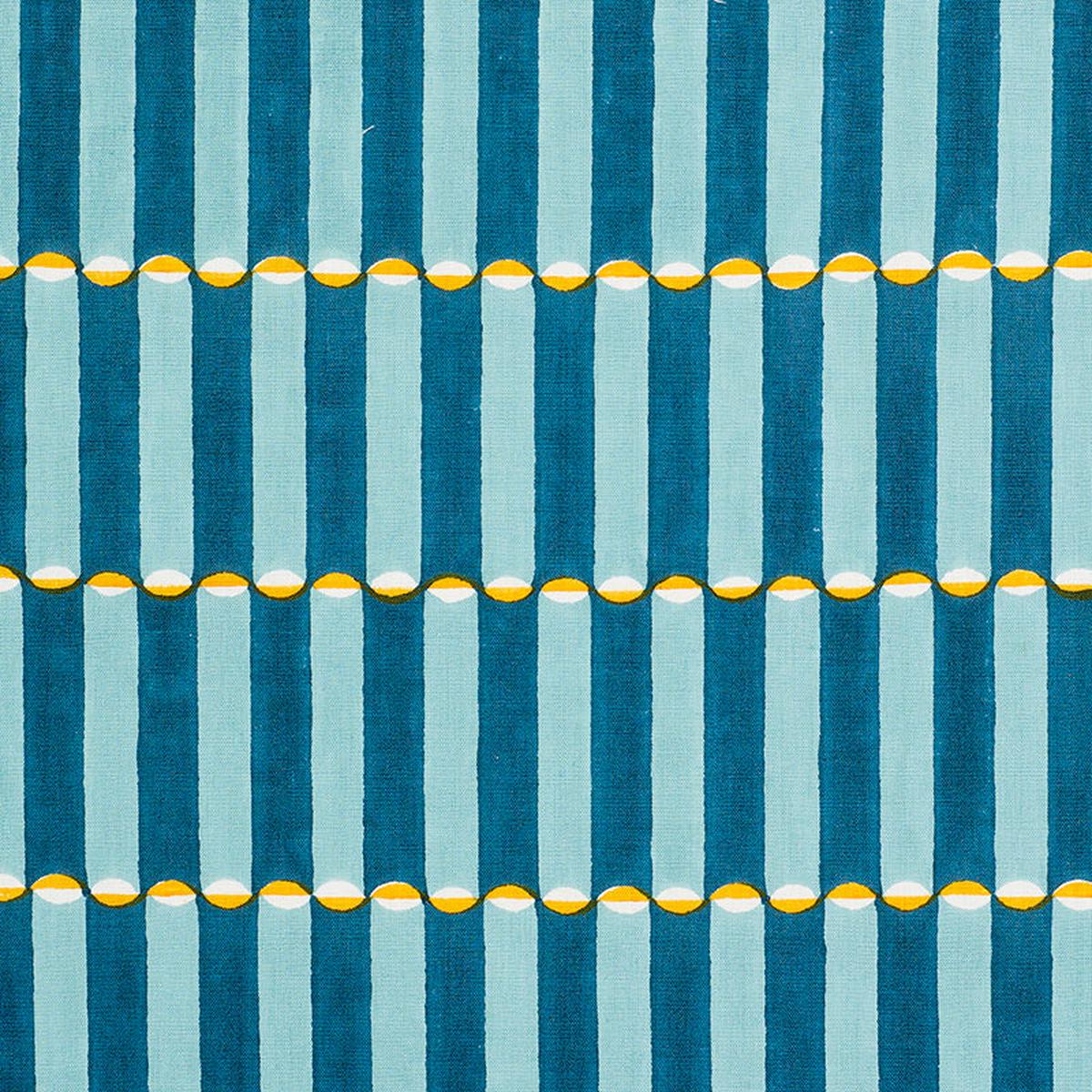 Luna Hand Block Print Blue and Turmeric Fabric