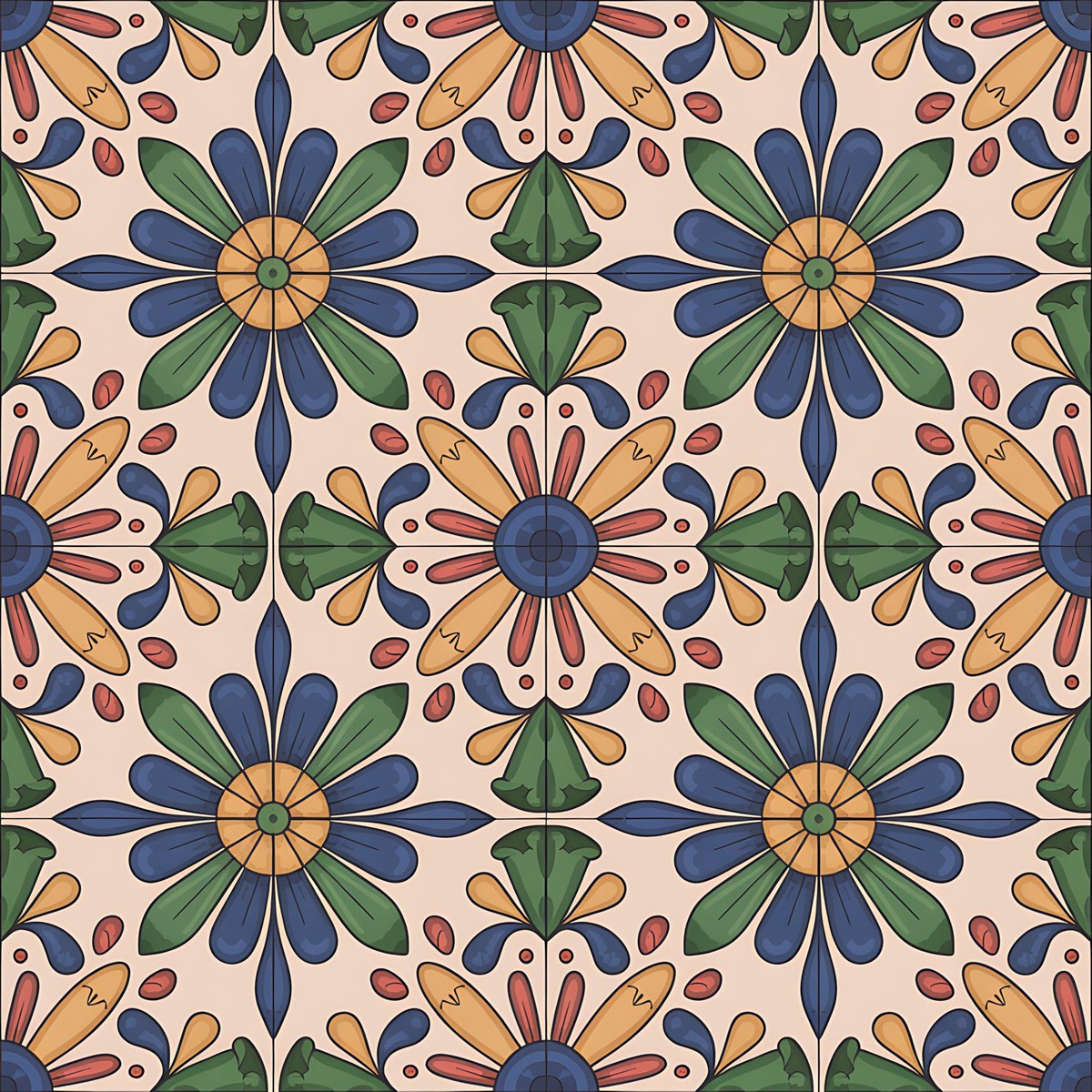 Mexican Talavera Pattern 10 Quilting Cotton Fabric