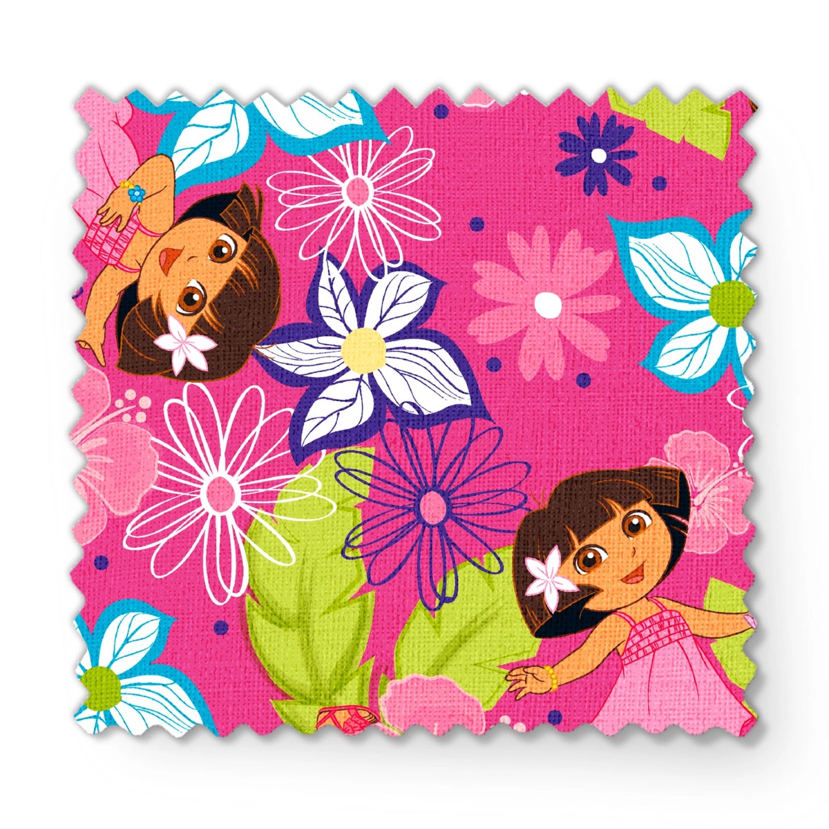 Nickelodeon Dora the Explorer Pink Tropical Flower Fabric