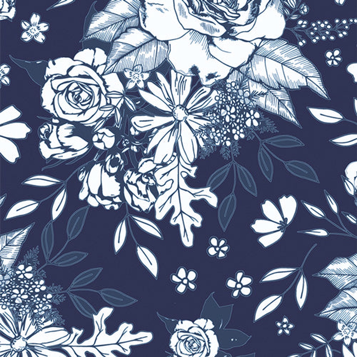 Art Gallery Fabrics - True Blue - Floral Universe in Midnight COTTON CANVAS