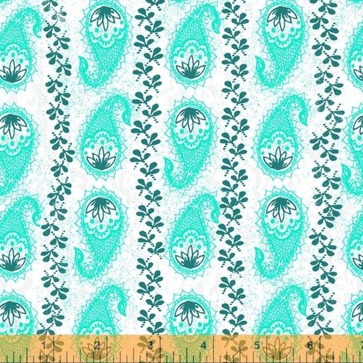 Our House-Aqua/Teal Paisley Stripe