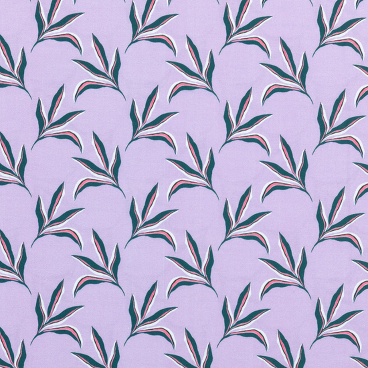 Urban Jungle: Tropical Leaves Lilac - 100% Cotton