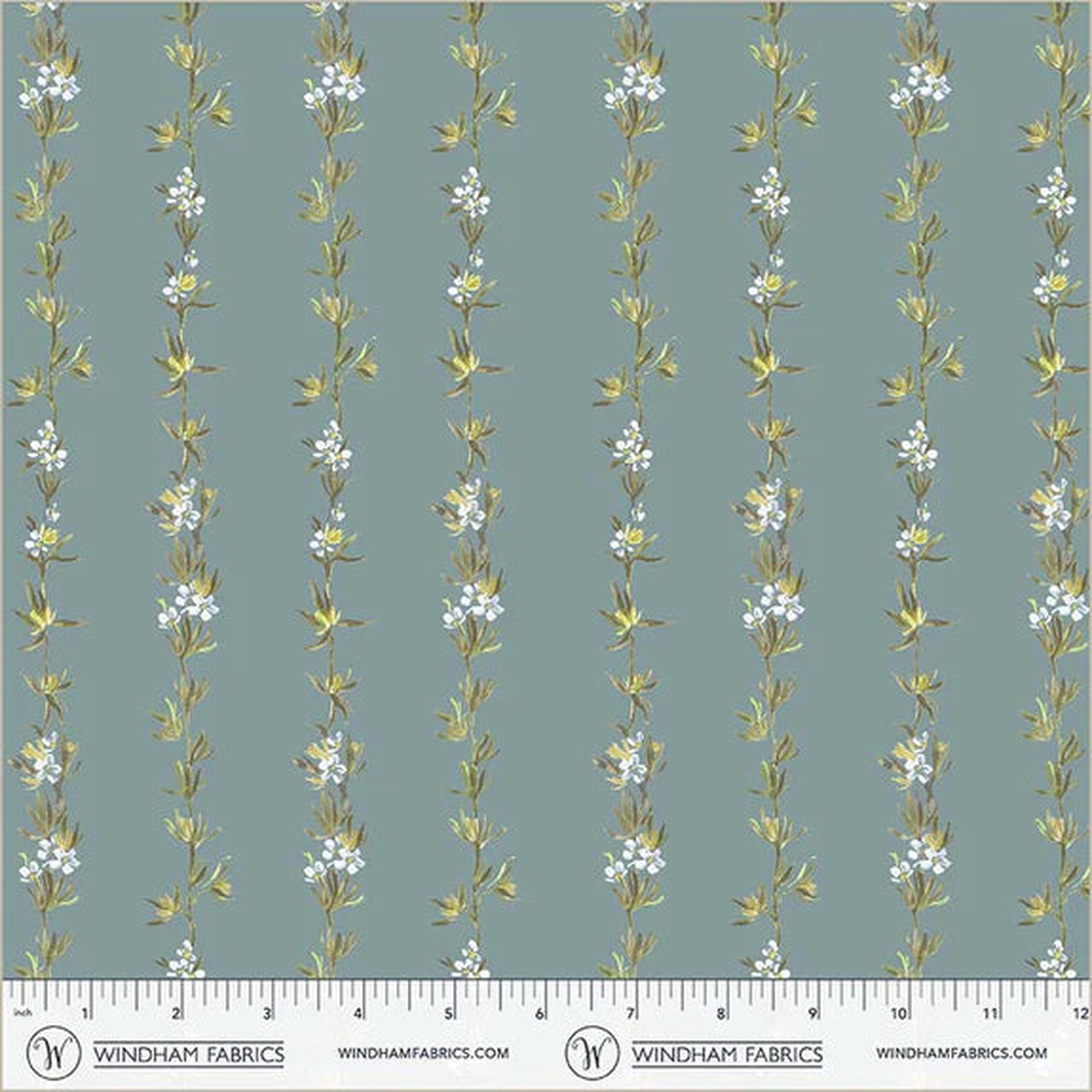 Cotton Fabric, CLIMBING VINES 54876D-12 Lake, Bloomfield Collection by Kelly Ventura for Windham - 1 yd.cut