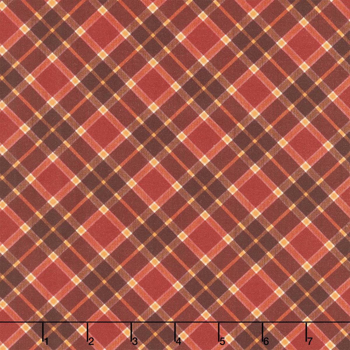 Gather With A Grateful Heart - Bias Plaids Cranberry Yardage