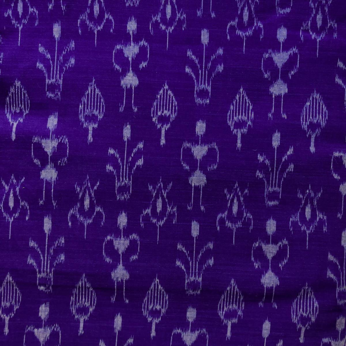 Pure Cotton Blue Sambhalpuri Ikkat With Fine Grey Warli Weaving Hand Woven Fabric