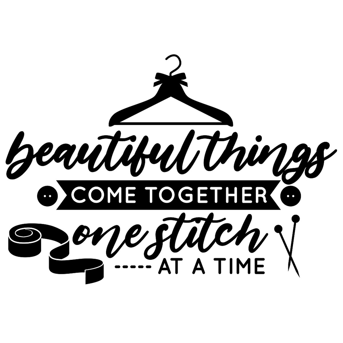 Beautiful Things Come Together Fabric Panel - BlackWhite