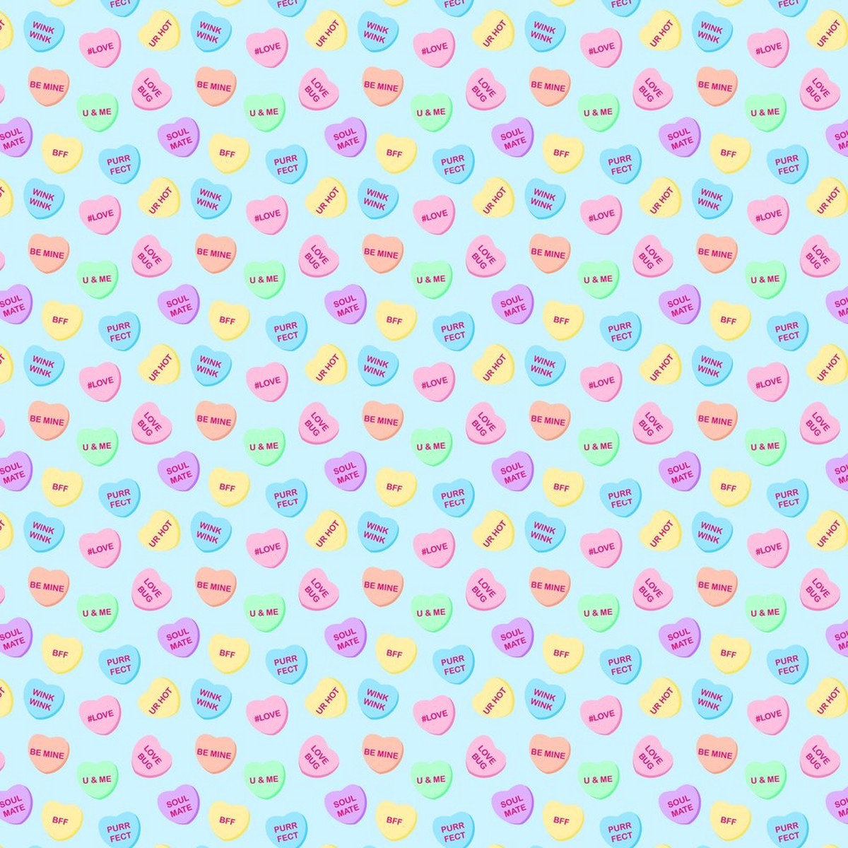 Candy Hearts Fabric - Blue