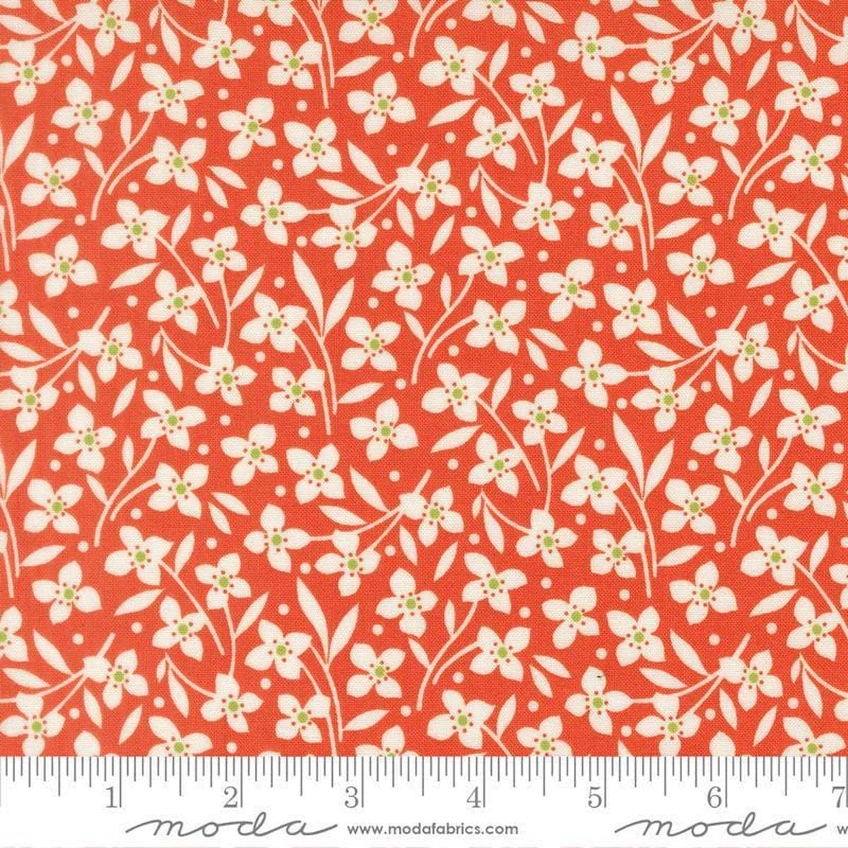 Summers End Florals Persimmon Red Floral Fabric - 35435 - Moda Fabrics Quilting Cotton Fabric