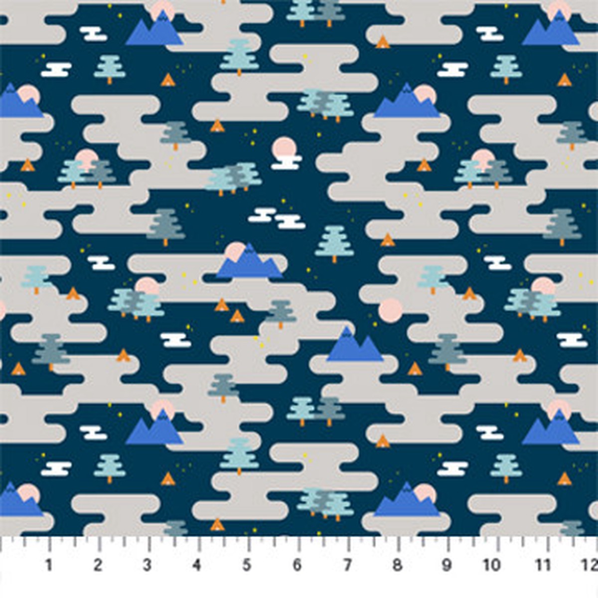 Modern Camp Ground cotton fabric - FIGO Fabrics Around the Campfire QTR YD