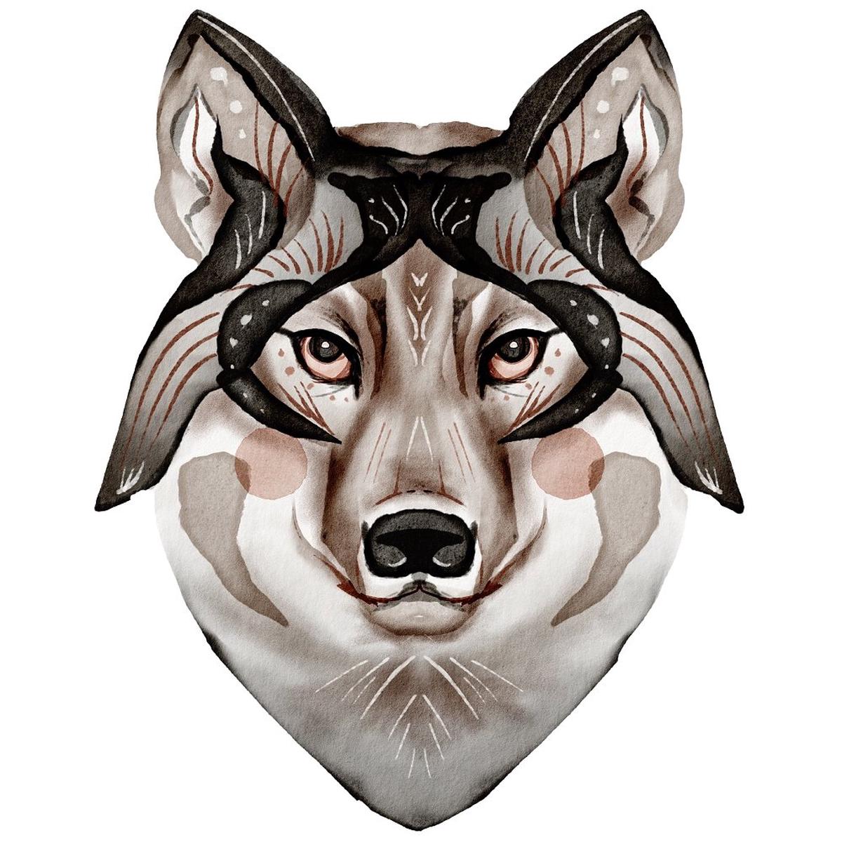 Northern Woods Wolf Head 2 Fabric Panel