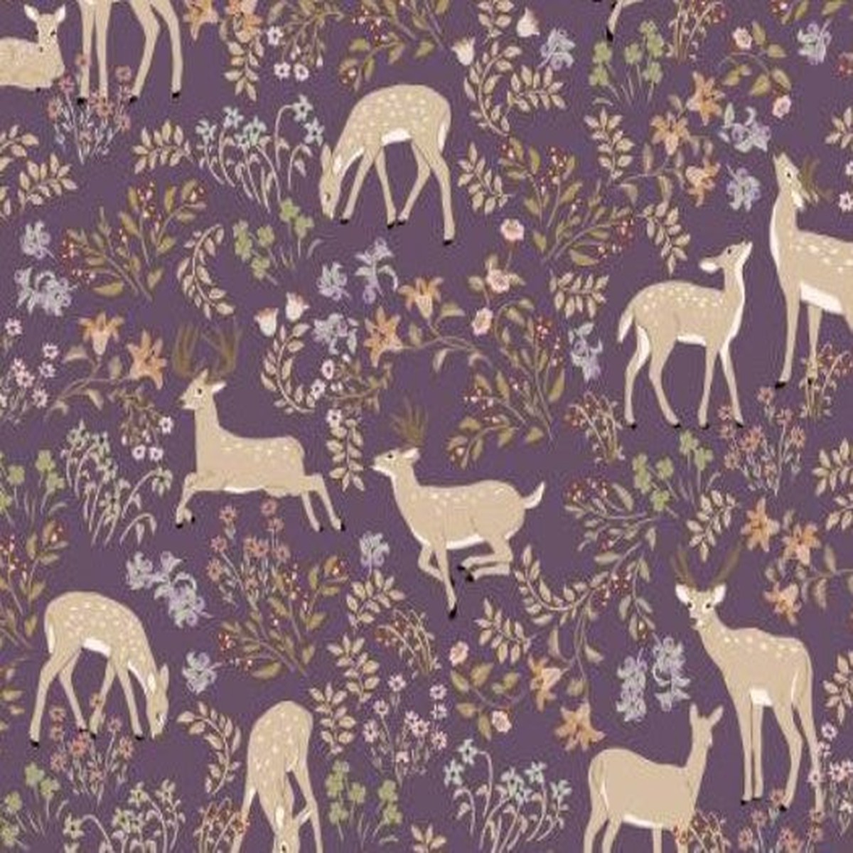Poppie Cotton - My Darling Deer - Plum - Darling DD25980