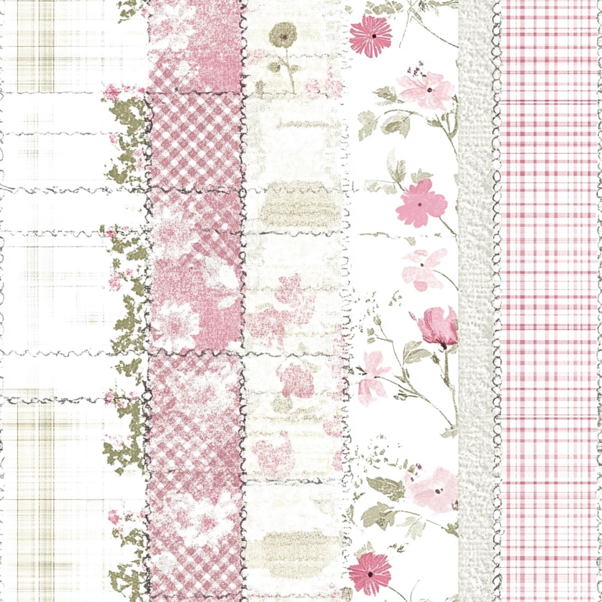 Shabby Chic Floral Gingham Pattern 19 Quilting Cotton Fabric