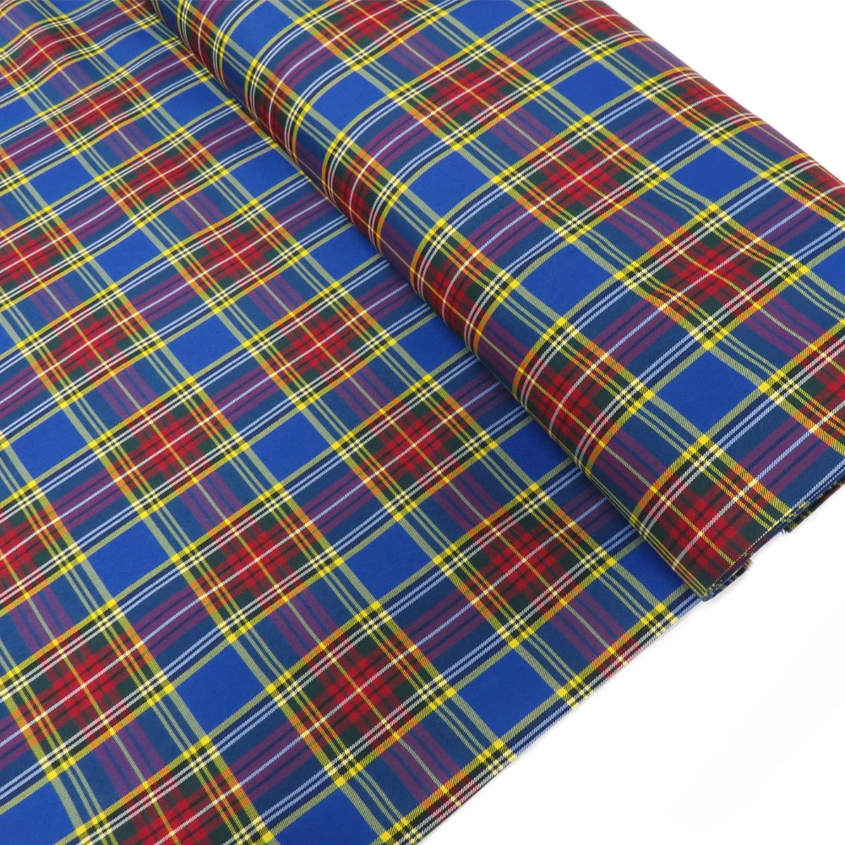 Tela Cuadros Escolares - Azul Amarillo Rojo, 60" Wide