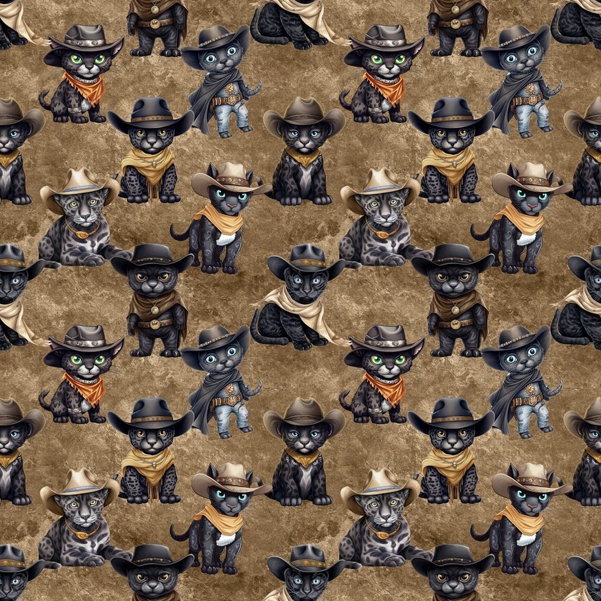Cowboy Cats Fabric