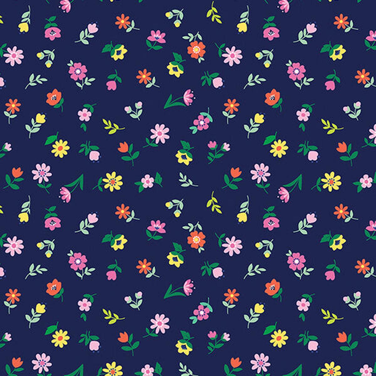 Love Grows Here - Sweet Flowers - Navy 44" / 45" Fabric Per Yard