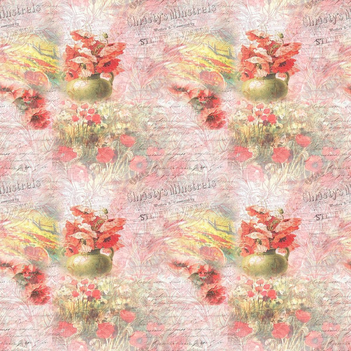 Vintage Poppies #6 Fabric
