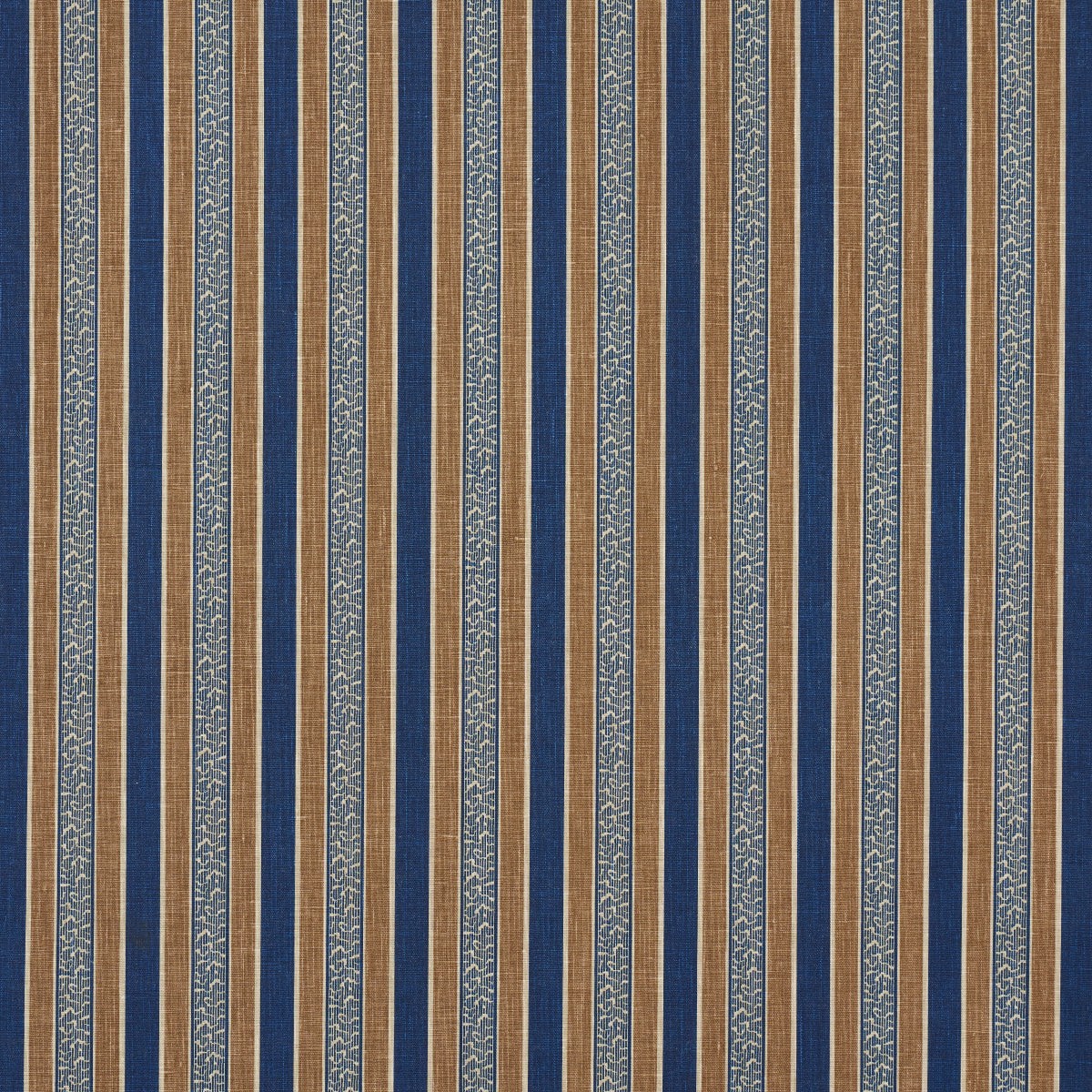 Auguste Stripe Marine and Cognac Fabric