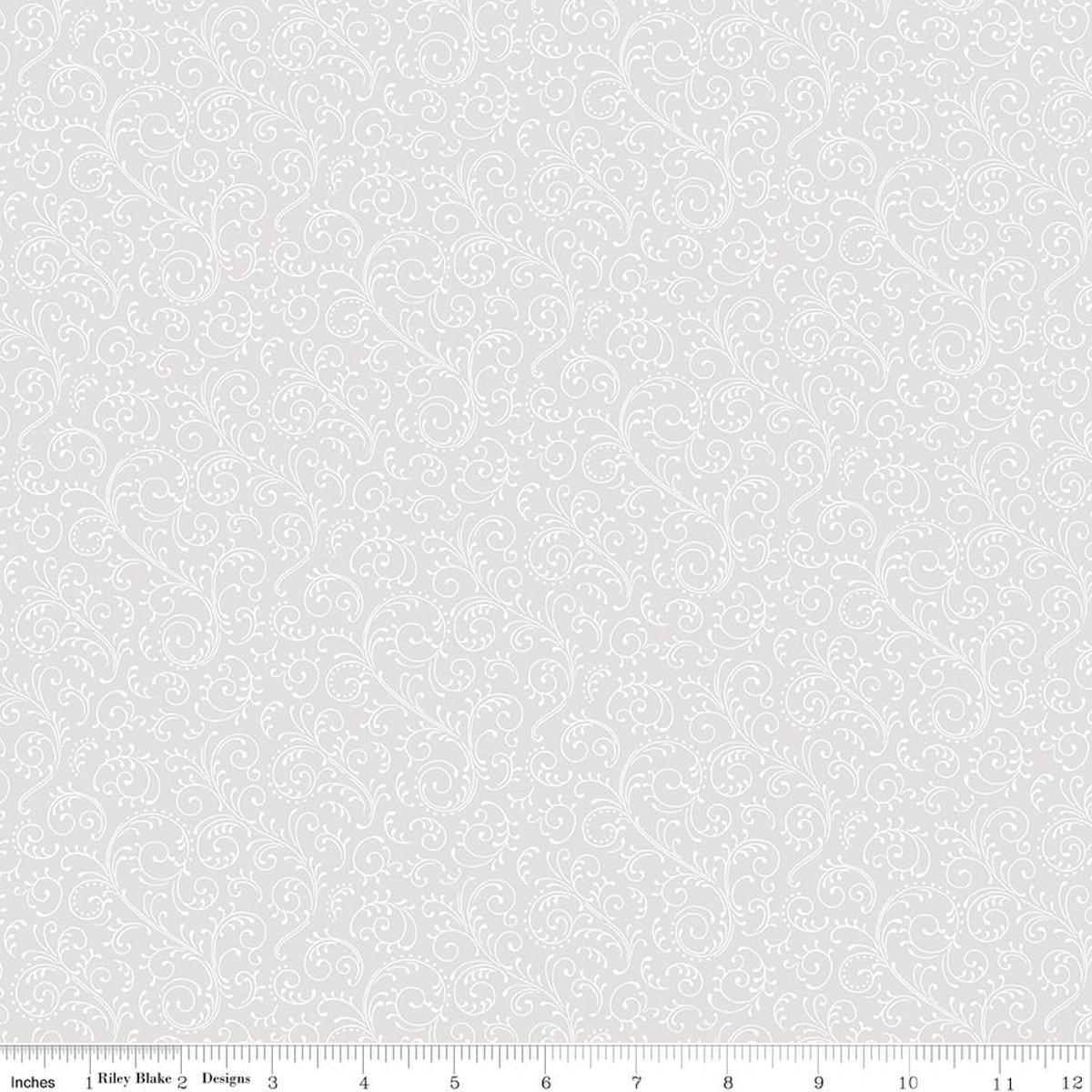 Elegant Essentials Scroll CPL852 White Pearl - Riley Blake Designs - Swirls Flourish Spirals - Quilting Cotton Fabric