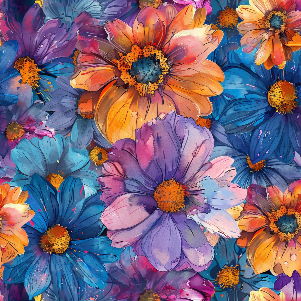 Vibrant Cosmo Flowers Pattern 17 Quilting Cotton Fabric