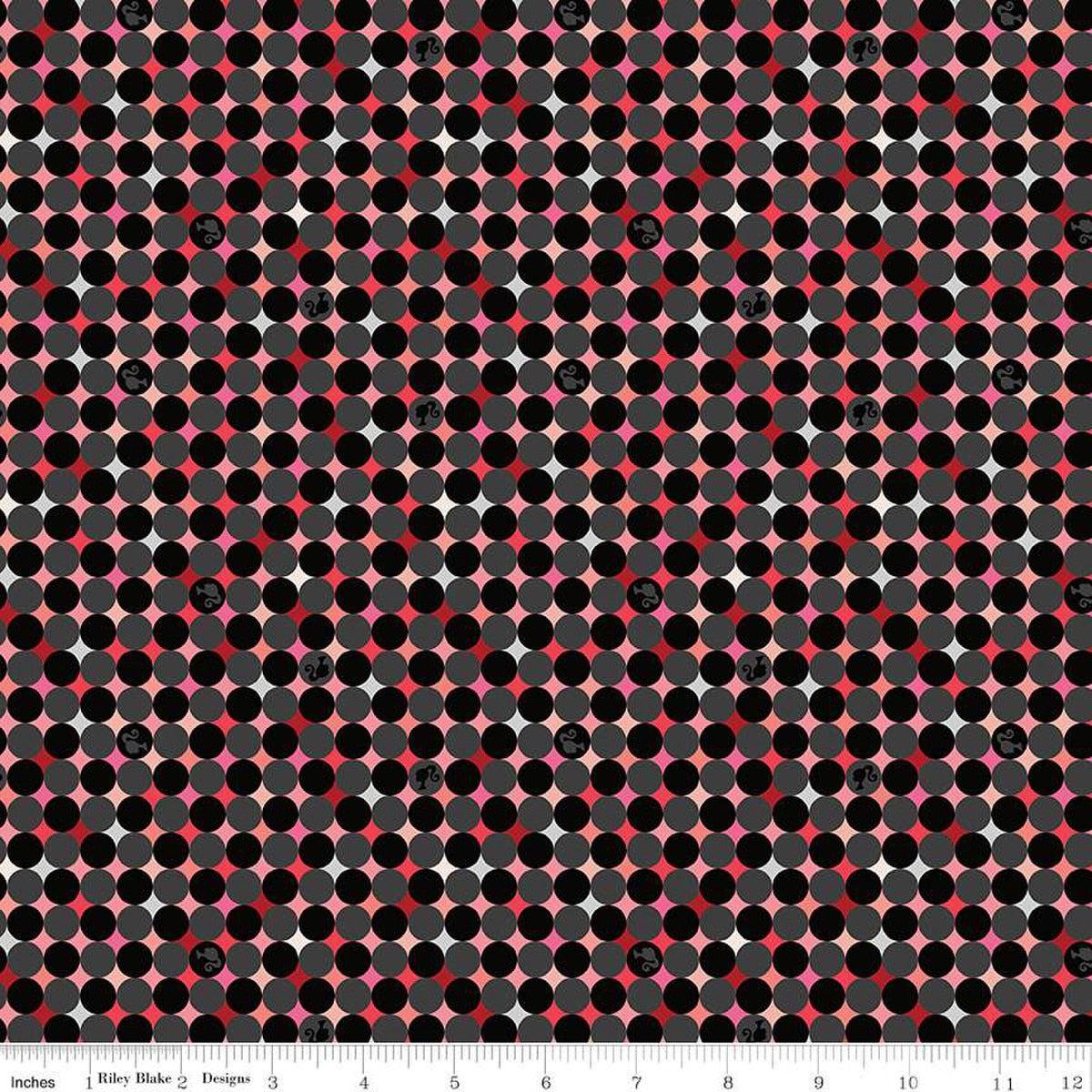 Barbie Vintage Sparkle Dots Black Cotton 43"/44" Fabric Per Yard
